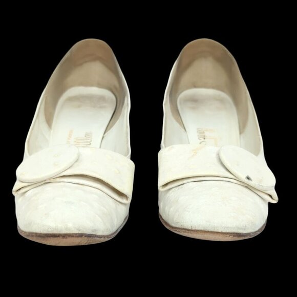 Paul Allan Vintage White Leather Heels, Women's 5.5AAA - Picture 4 of 11